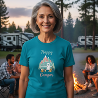 Load image into Gallery viewer, Happy Camper Heavyweight Cotton T-Shirt for Camper Trailer Enthusiasts